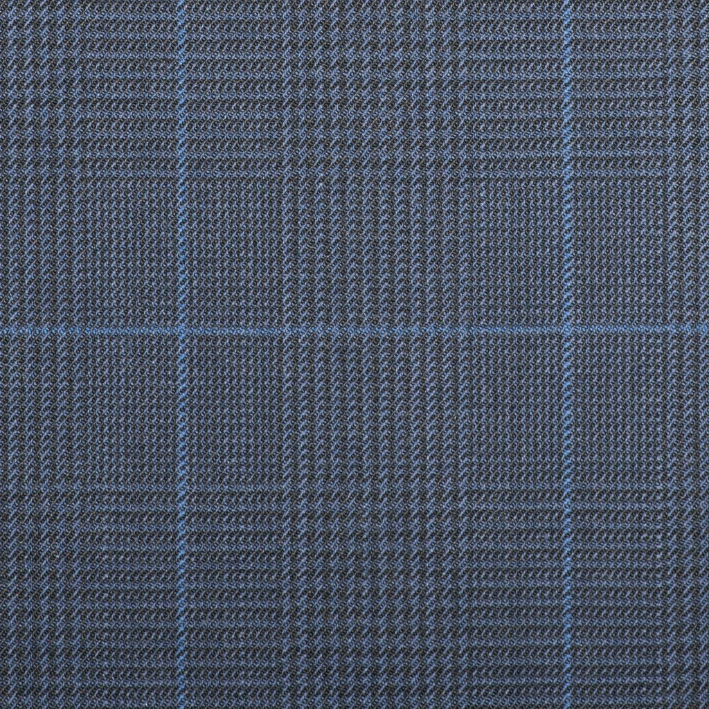 Navy Blue Plaid with Royal Blue Check Quartz Super 100's Suiting