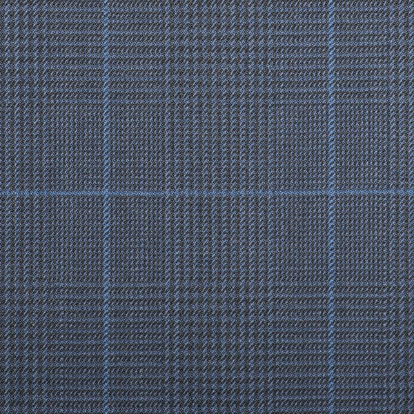Navy Blue Plaid with Royal Blue Check Quartz Super 100's Suiting