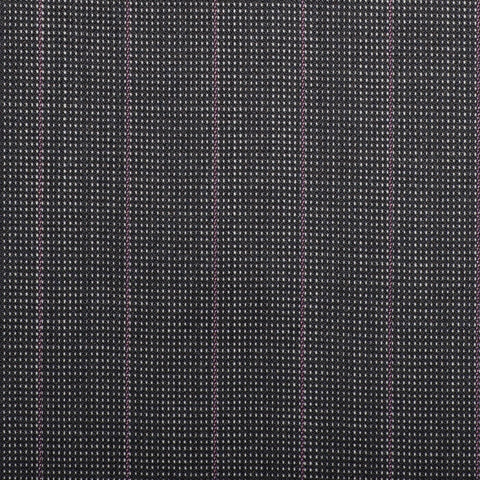 Dark Grey Pindot With Orange Stripe Quartz Super 100's Suiting