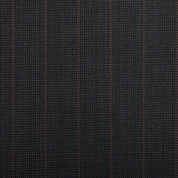 Dark Grey Pindot With Orange Stripe Quartz Super 100's Suiting