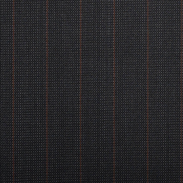 Dark Grey Pindot With Orange Stripe Quartz Super 100's Suiting
