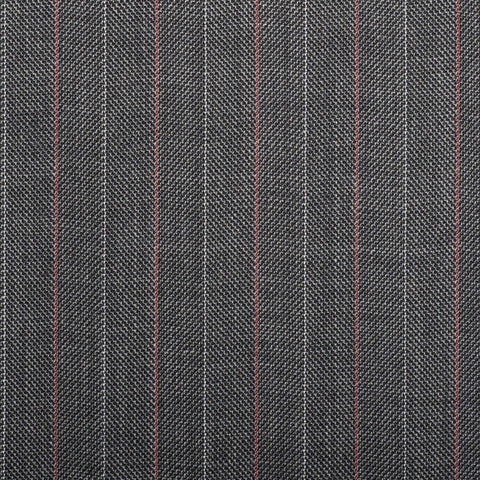 Grey Herrinbone With Pink Stripe Quartz Super 100's Suiting