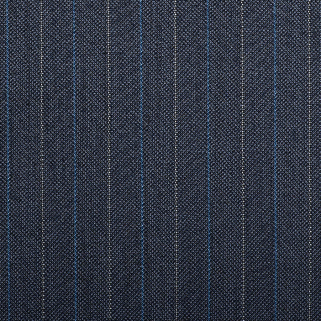 Navy Herrinbone With Blue Stripe Quartz Super 100's Suiting