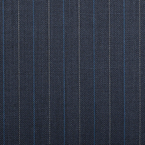 Navy Herrinbone With Blue Stripe Quartz Super 100's Suiting
