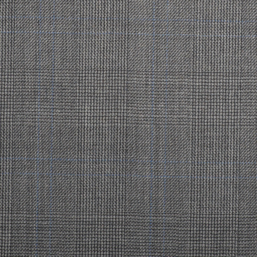 Grey Prince Of Wales With Blue Double Check Quartz Super 100's Suiting