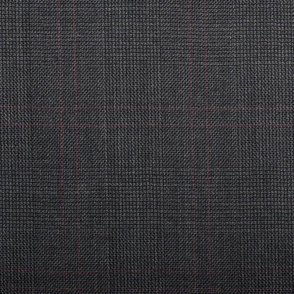 Dark Grey Prince Of Wales With Red Double Check Quartz Super 100's Suiting