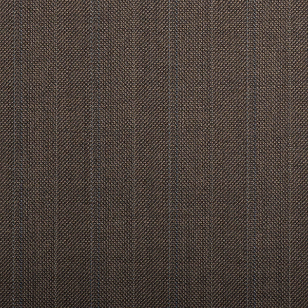 Brown/Fawn Herringbone With Blue Double Stripe Quartz Super 100's Suiting