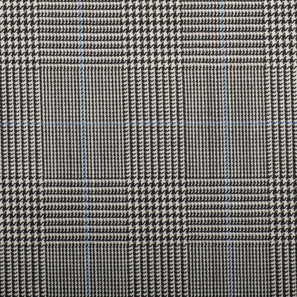 Black And White Prince Of Wales With Blue Overcheck Quartz Super 100's Suiting