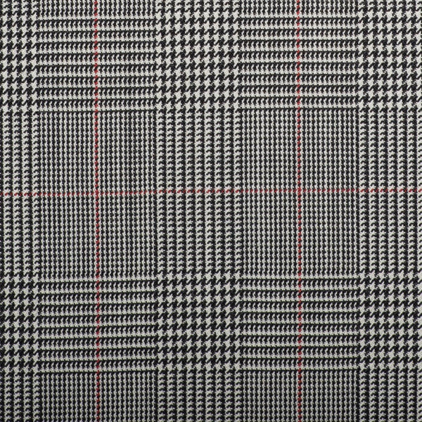 Black And White Prince Of Wales With Red Overcheck Quartz Super 100's Suiting