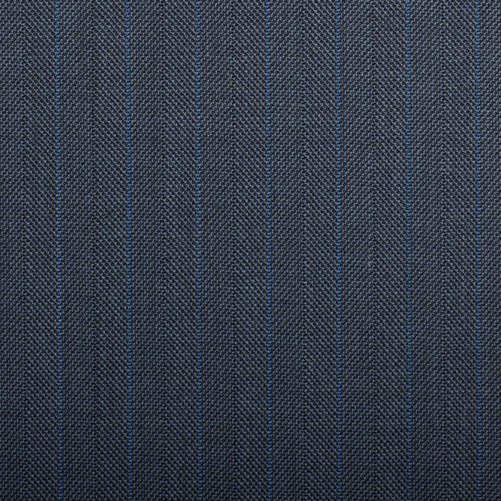 Navy Herringbone With Blue Stripe Quartz Super 100's Suiting