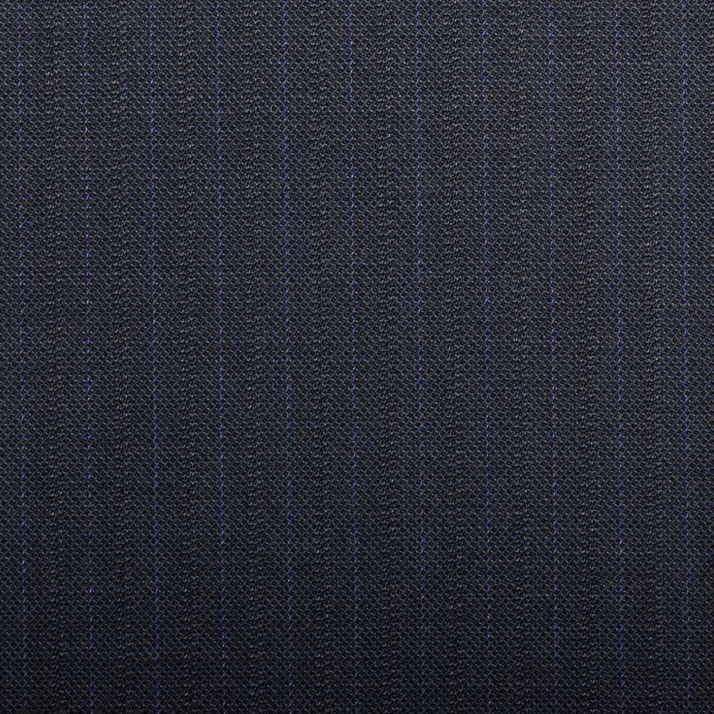 Navy Pick And Pick With Purple/Silver Stripe Quartz Super 100's Suiting
