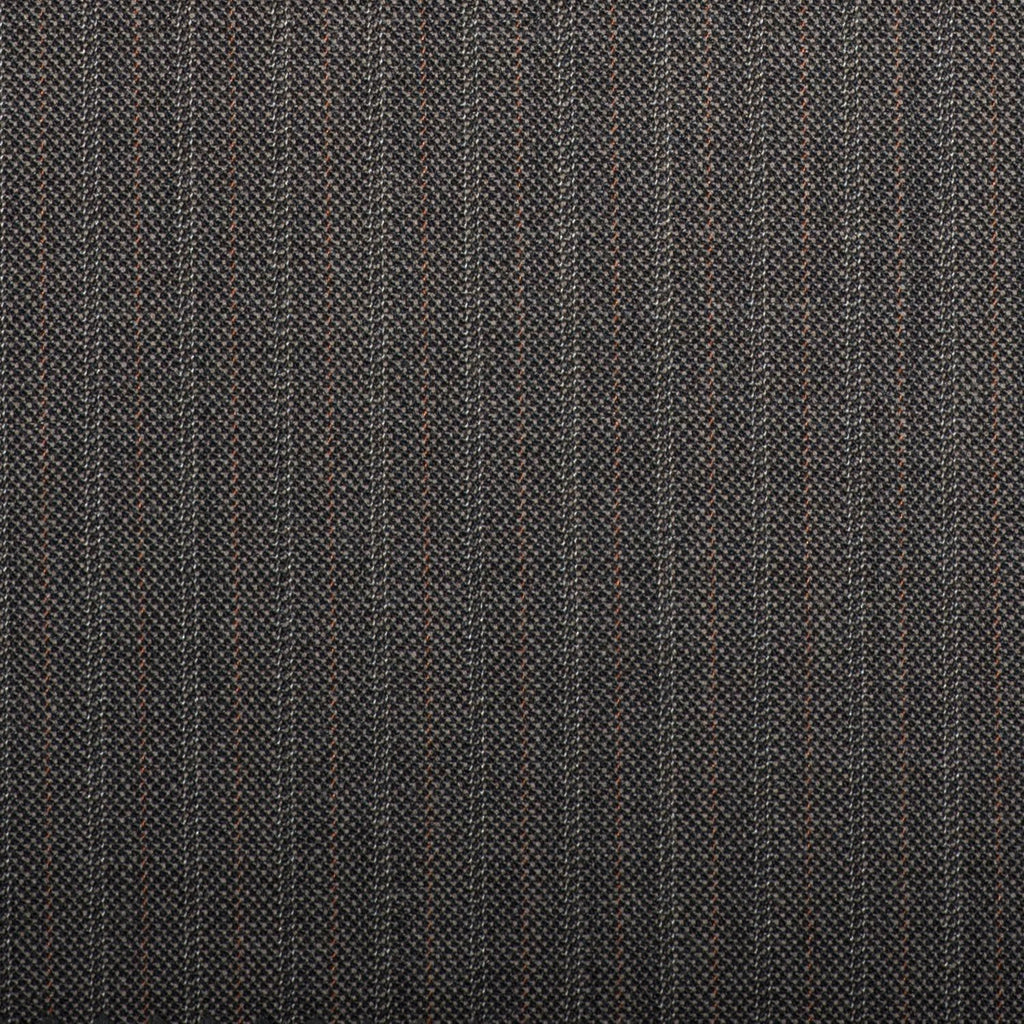 Brown Pick And Pick With Rust/Silver Stripe Quartz Super 100's Suiting