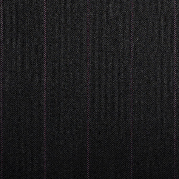 Black With Double Pink Pindot Stripe Crystal Super 130's Suiting