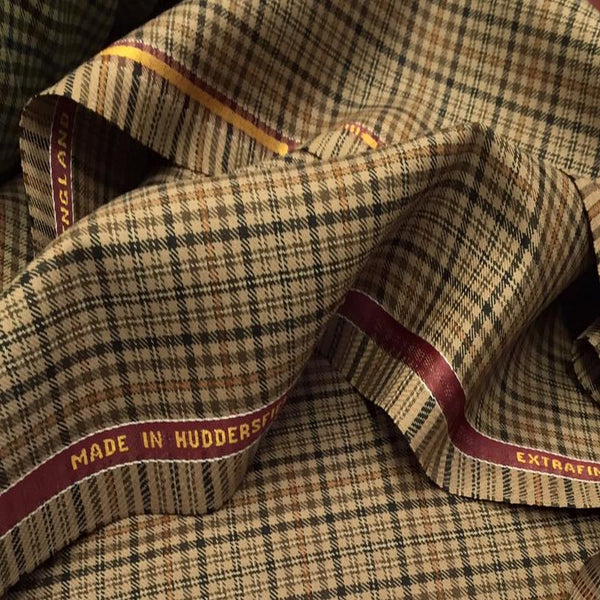 Light/Medium Brown With Orange Check Onyx Super 100's Luxury Jacketing And Suiting's