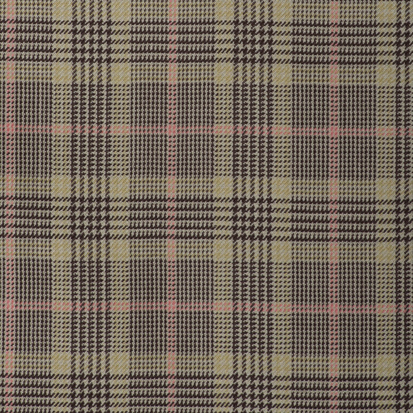 Olive Green And Black With Pink Overcheck Onyx Super 100's Luxury Jacketing And Suiting's