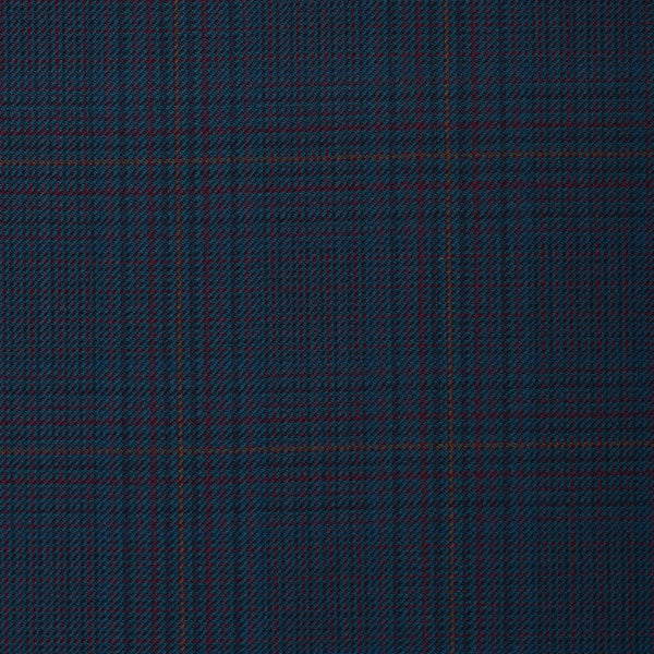 Navy And Red With Gold Overcheck Onyx Super 100's Luxury Jacketing And Suiting's