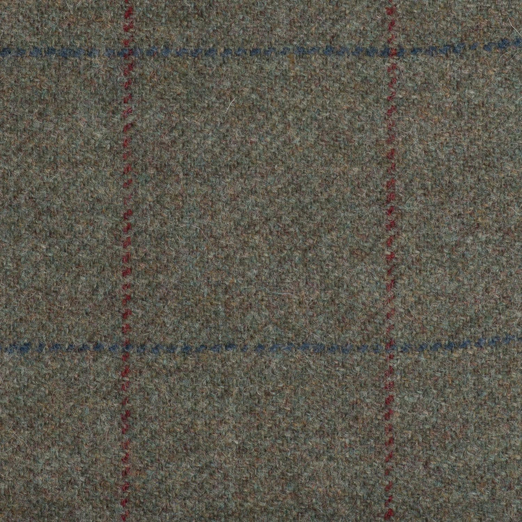 Green With Red And Blue Check Moonstone Tweed All Wool