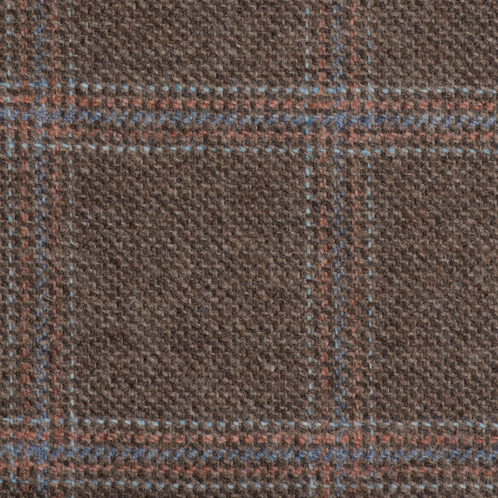 Brown With Orange And Blue Check Moonstone Tweed All Wool