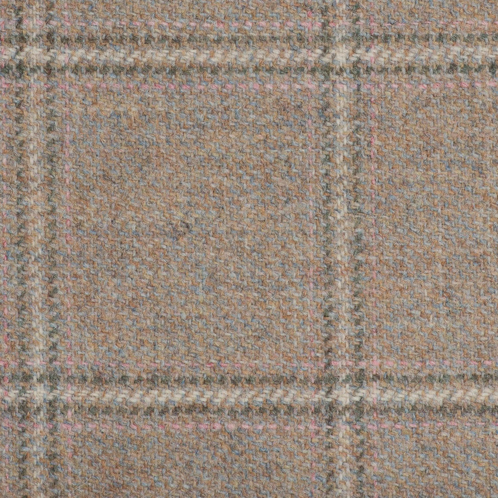 Light Fawn With Crème/Pink/Green Check Moonstone Tweed All Wool