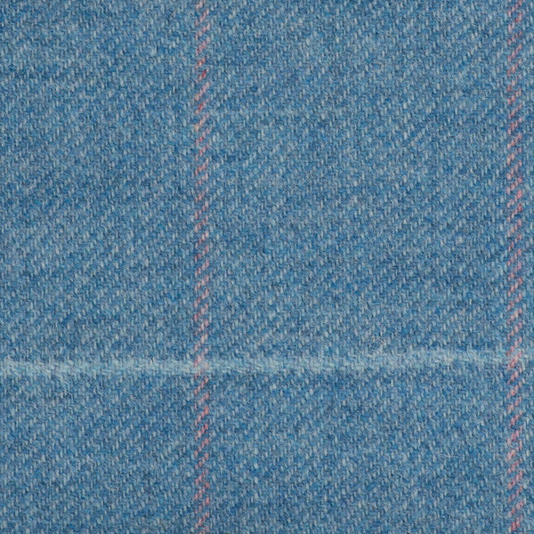 Blue With Aqua And Pink Check Moonstone Tweed All Wool