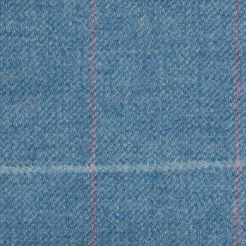 Blue With Aqua And Pink Check Moonstone Tweed All Wool