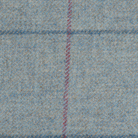 Light Brown With Blue And Aqua Check Moonstone Tweed All Wool