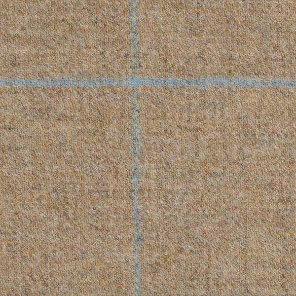 Light Brown With Blue And Aqua Check Moonstone Tweed All Wool