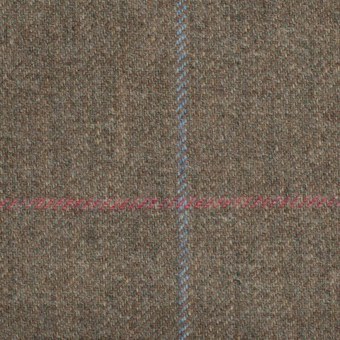 Brown/green With Pink And Aqua Check Moonstone Tweed All Wool