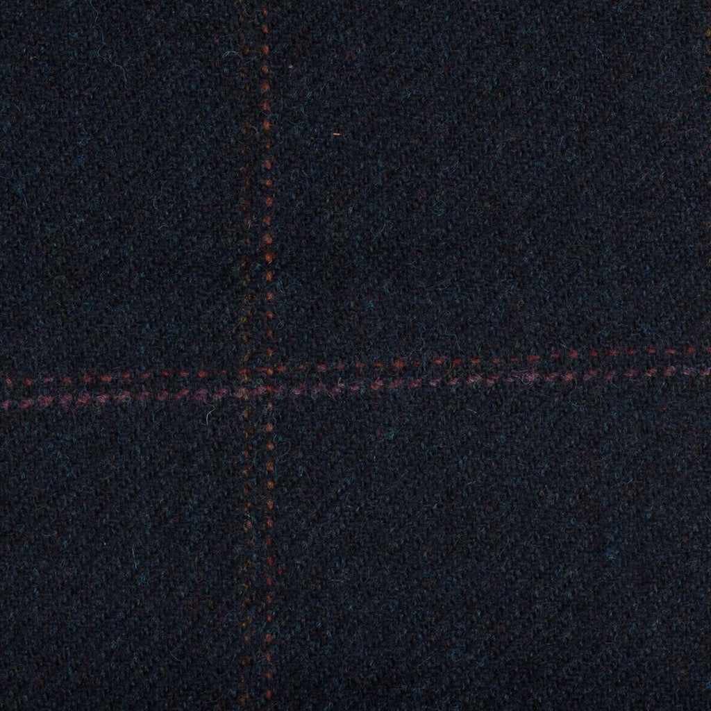 Dark Navy With Red/Pink/Gold Check Moonstone Tweed All Wool