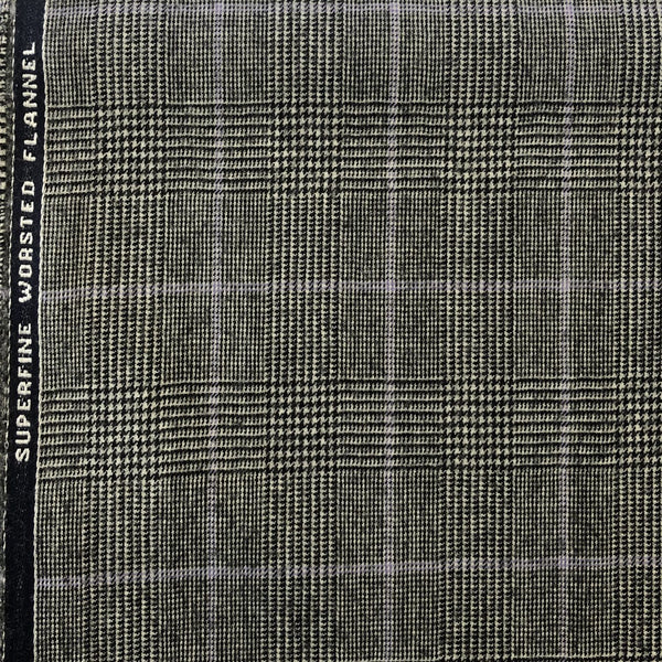 Black/White With Lilac Overcheck Flannel Suiting Jacketing