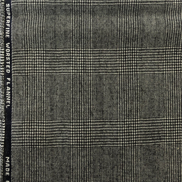 Black/White Plaid Check Flannel Suiting Jacketing