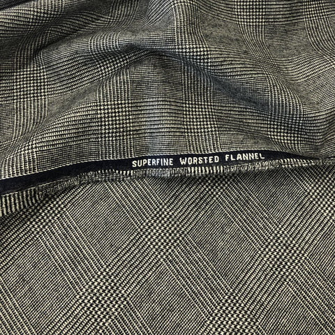 Black/White With Lilac Overcheck Flannel Suiting Jacketing