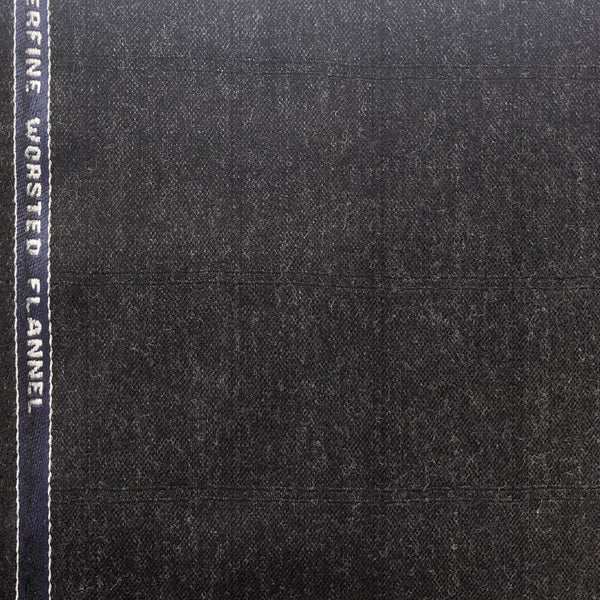 Charcoal With Subdued Black Check Flannel Suiting Jacketing