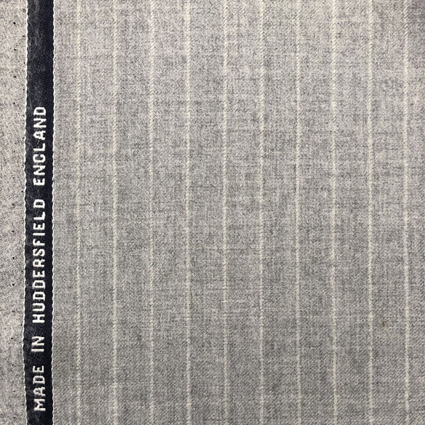 Light Grey Chalk Stripe Flannel Suiting Jacketing