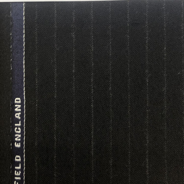 Black Chalk Stripe Flannel Suiting Jacketing