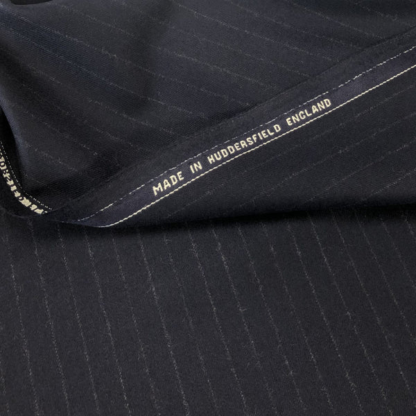 Navy Chalk Stripe Flannel Suiting Jacketing