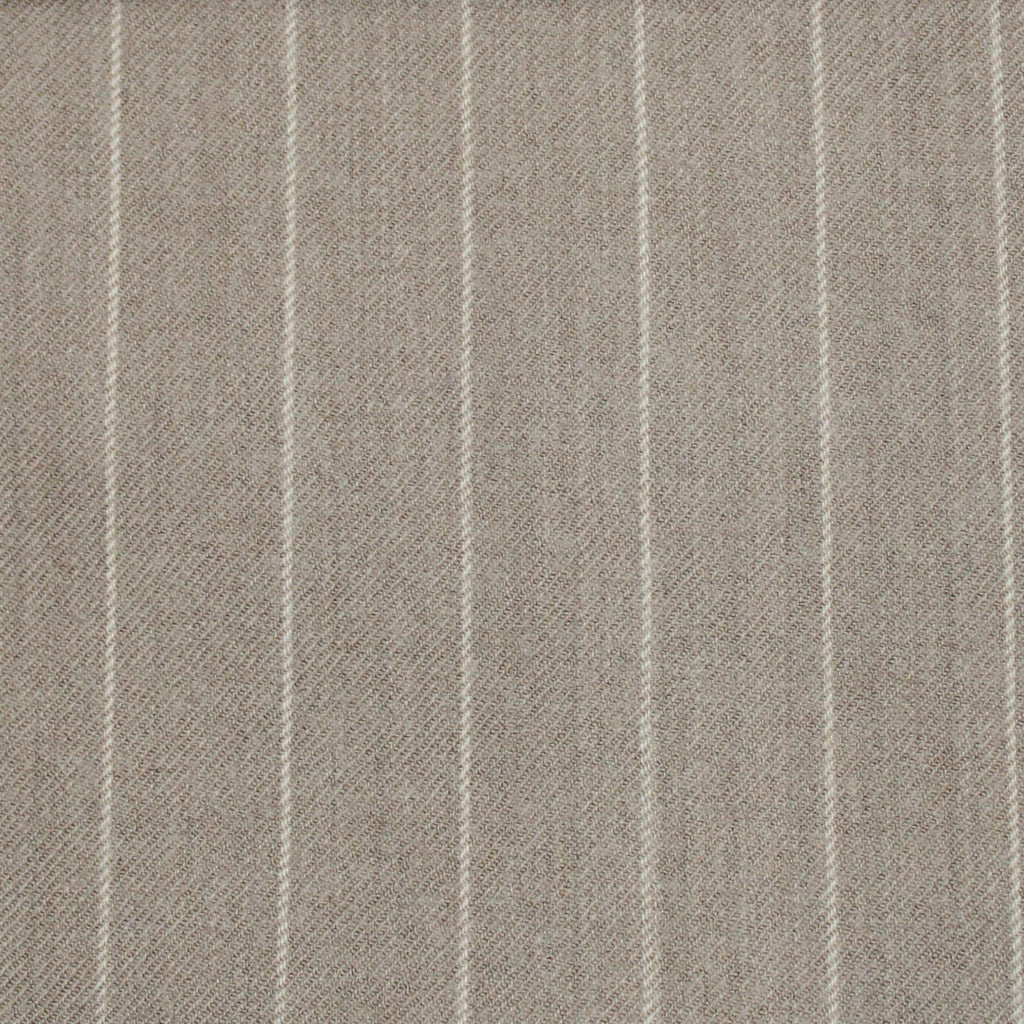 Stone Chalk Stripe 100% Merino Flannel Suiting