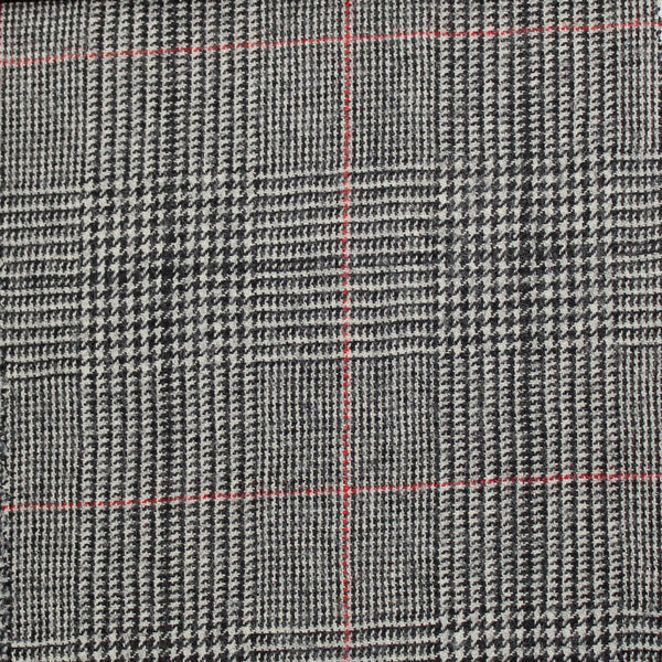 Black And White With Red Overcheck Super 110's Flannel Suiting