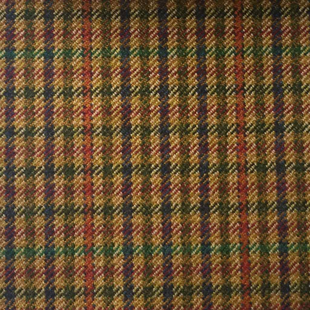 Gold, Brown And Lovatt Gun Club Check With Orange And Green Overcheck Country Tweed Jacketing
