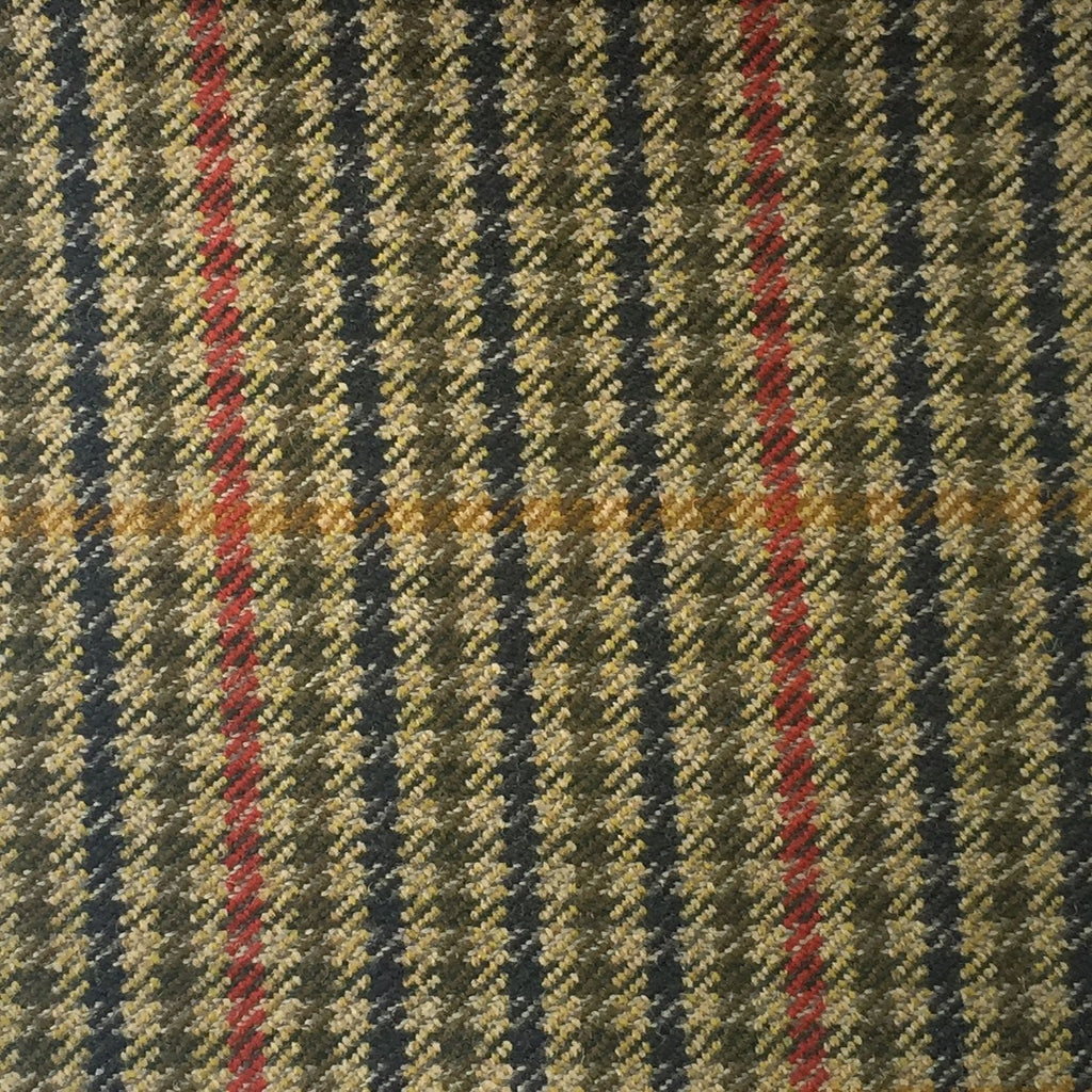Light Taupe, Navy And Brown Gun Club Check With Red And Gold Overcheck Country Tweed Jacketing