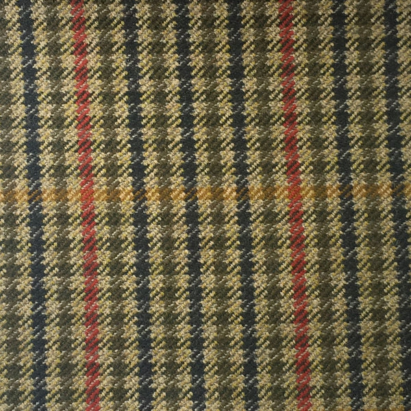 Light Taupe, Navy And Brown Gun Club Check With Red And Gold Overcheck Country Tweed Jacketing