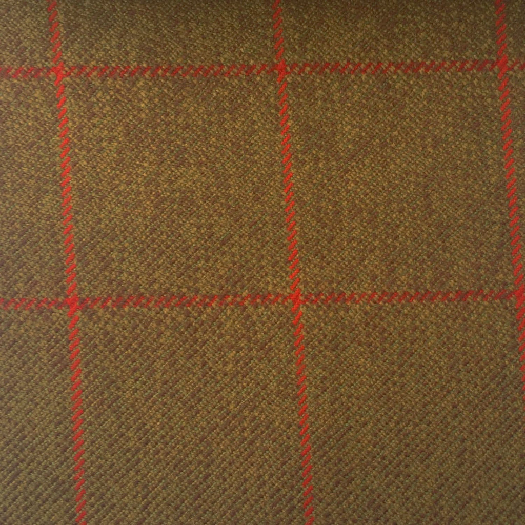 Light Brown And Green With Red Check Country Tweed Jacketing