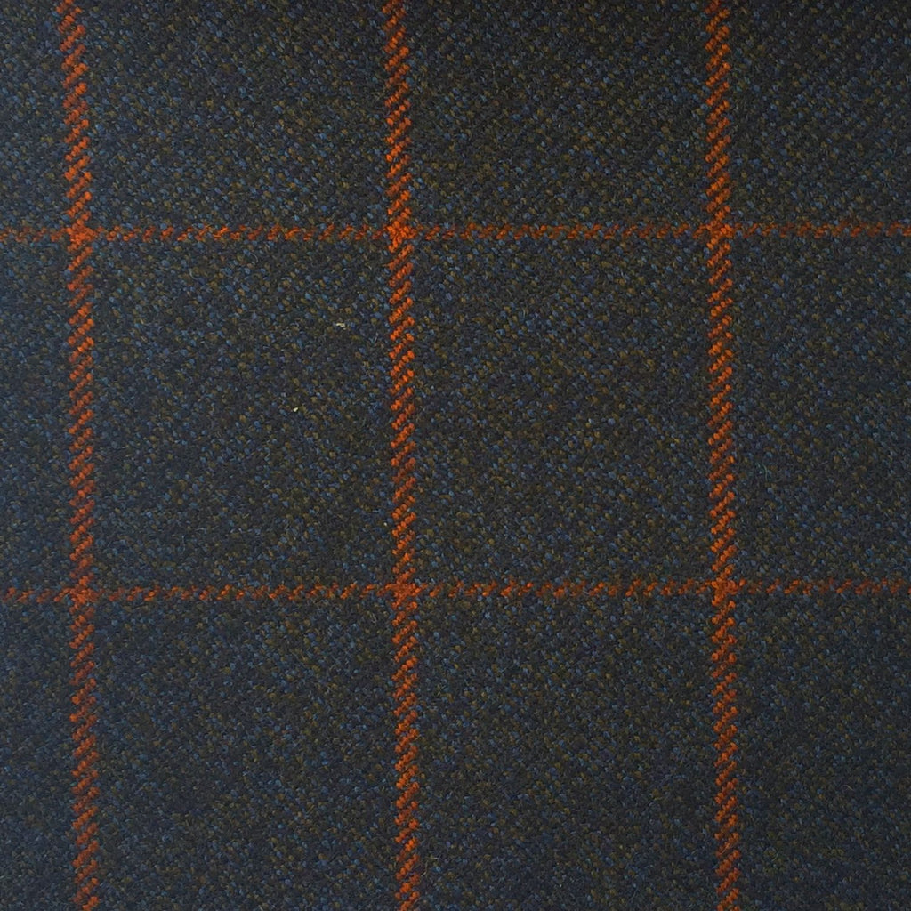Navy And Brown With Orange Check Country Tweed Jacketing