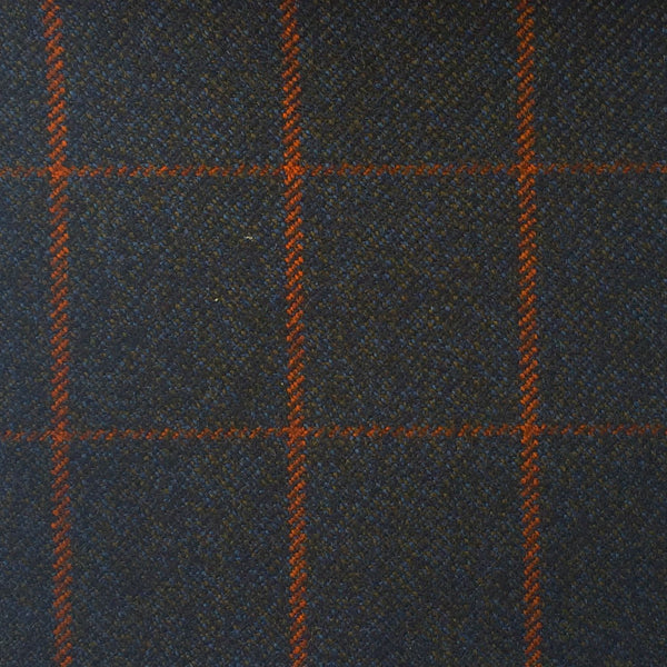 Navy And Brown With Orange Check Country Tweed Jacketing