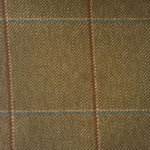 Brown And Fawn Herringbone With Green And Rust Check Country Tweed Jacketing