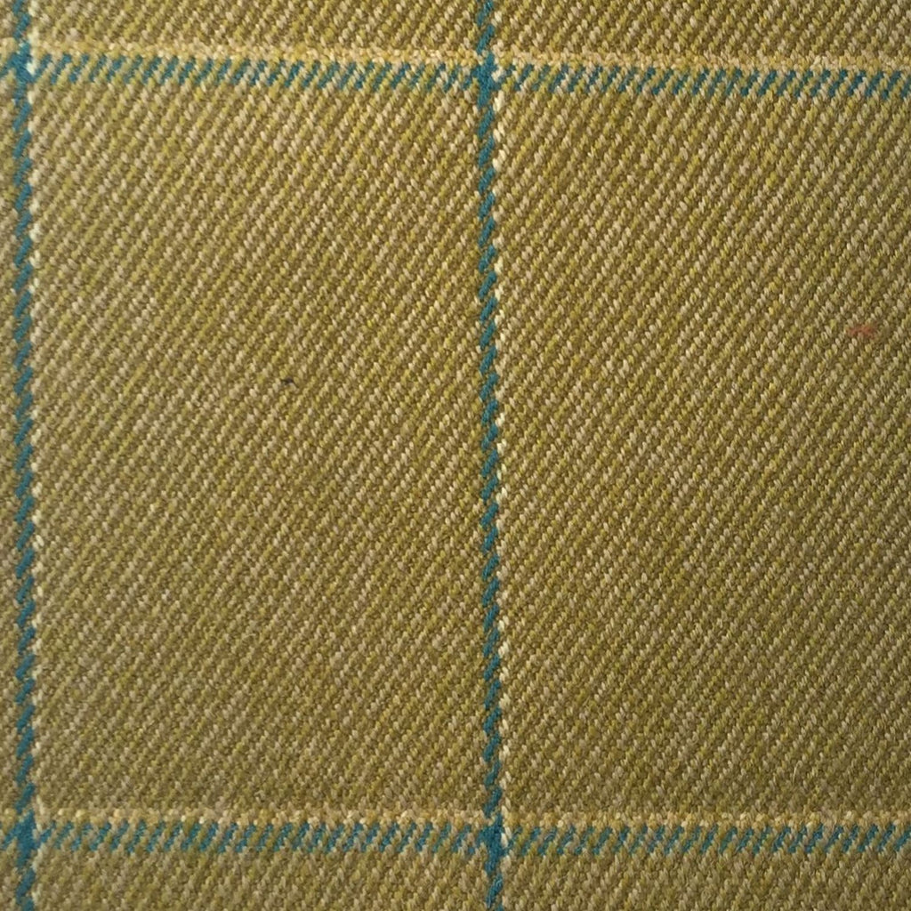 Green Pale With Blue And Cream Check Country Tweed Jacketing