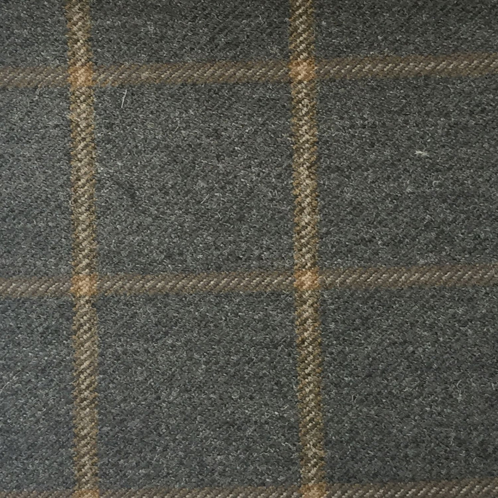 Medium Grey With Cream And Gold Check Country Tweed Jacketing