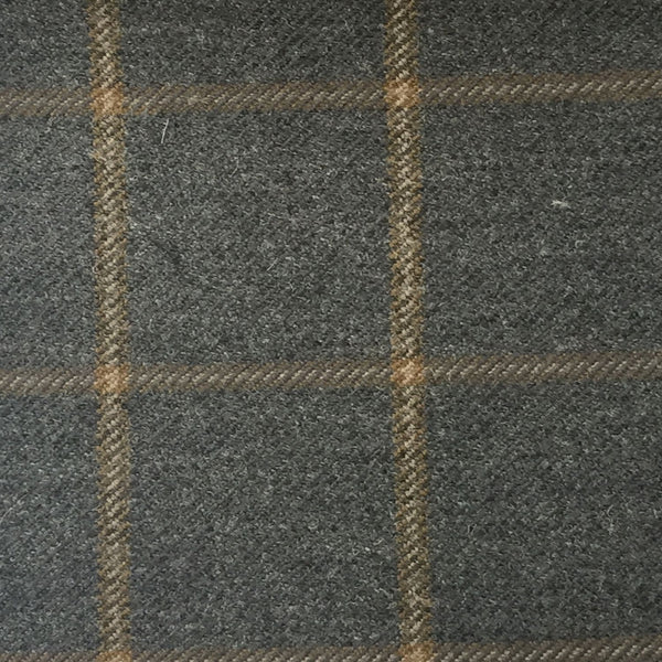 Medium Grey With Cream And Gold Check Country Tweed Jacketing