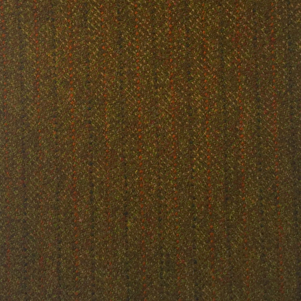 Dark Green And Brown With Orange And Black Stripe Country Tweed Jacketing