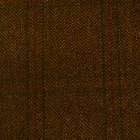 Green And Brown Herringbone With Yellow, Blue, Red And Brown Check Country Tweed Jacketing